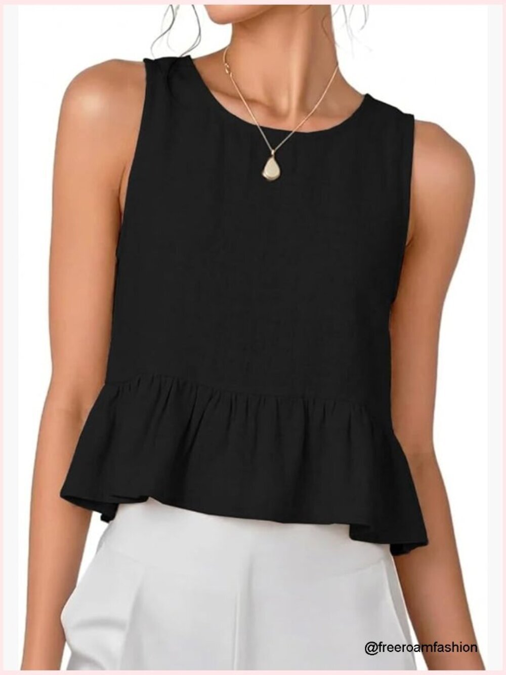 Ruffle Linen Tank Top Sleeveless Summer Blouse Casual Lightweight Vest